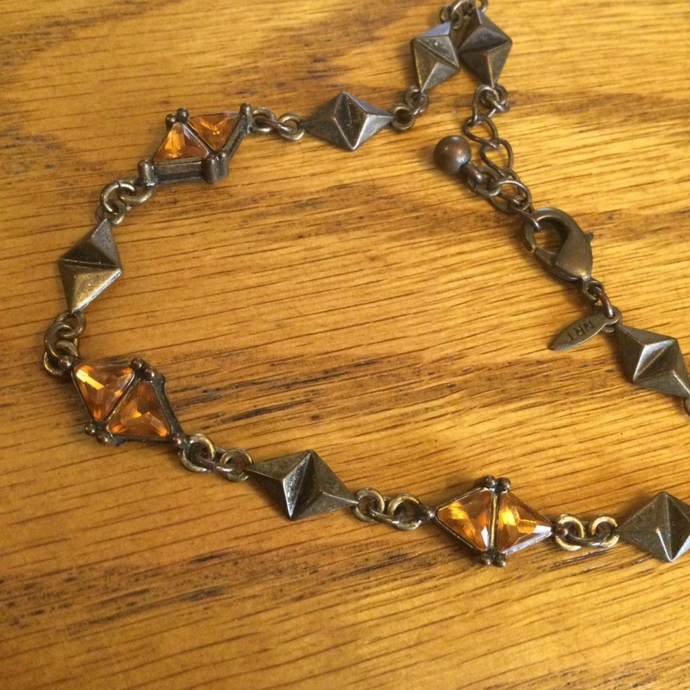 Orangey rhinestone anklet